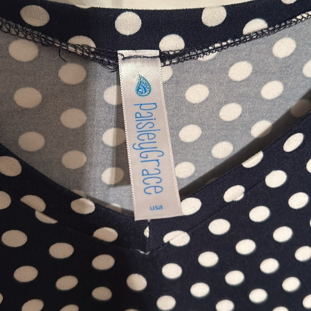 Navy and White Polka Dot Plus Size Top - Picture 2 of 3